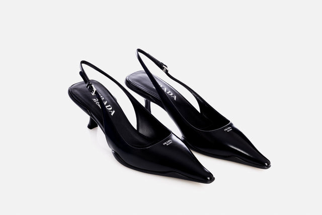 Prada Re-Edition Brushes Leather Slingback Pumps