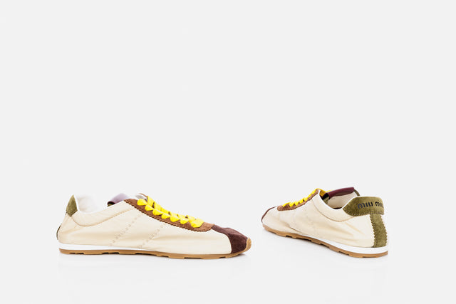 Miu Miu Plume Technical Fabric And Suede Sneaker