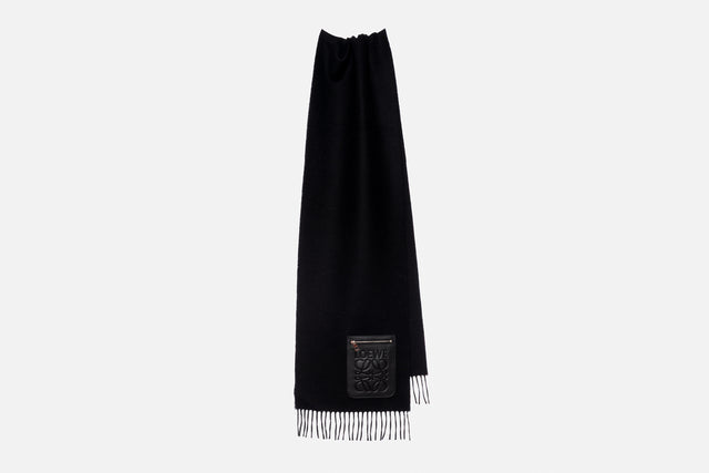 Loewe Wool And Cashmere Scarf With Leather Pocket