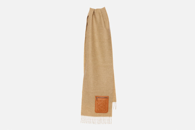 Loewe Wool And Cashmere Scarf With Leather Pocket