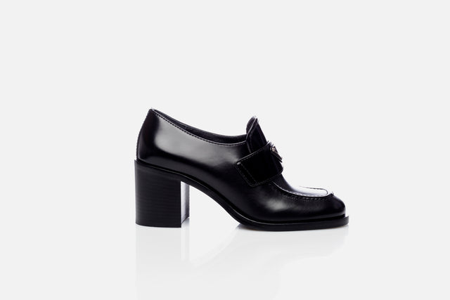 Prada Brushed Leather High-heel Loafers