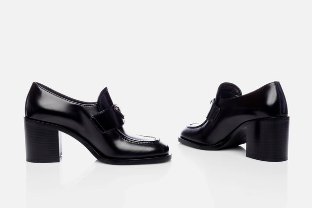 Prada Brushed Leather High-heel Loafers