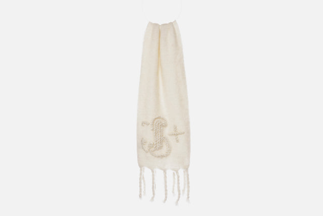 Jil Sander Wool And Mohair Scarf With Embroidered Jil Sander+ Monogram