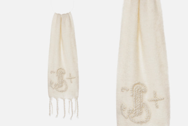 Jil Sander Wool And Mohair Scarf With Embroidered Jil Sander+ Monogram