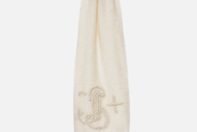 Jil Sander Wool And Mohair Scarf With Embroidered Jil Sander+ Monogram