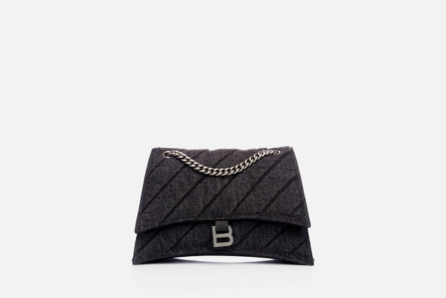 Balenciaga Crush Medium Chain Bag Quilted Denim