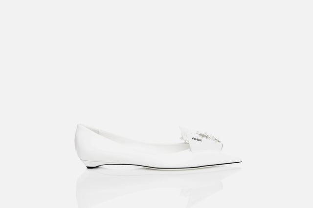 Prada Brushed Leather Ballerinas With Floral Appliqués (from the runway)