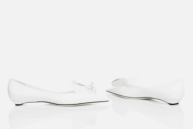 Prada Brushed Leather Ballerinas With Floral Appliqués (from the runway)