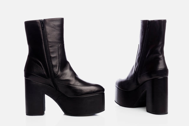 Dries Van Noten Leather Plateau Ankle Boots