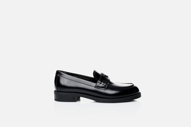 Prada Logo Leather Loafers