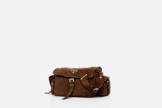 Prada Explore Medium Suede Shoulder Bag