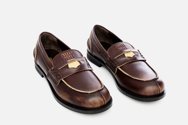 Miu Miu Brushed Leather Penny Loafer