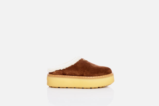 Prada Suede Slippers Shearling