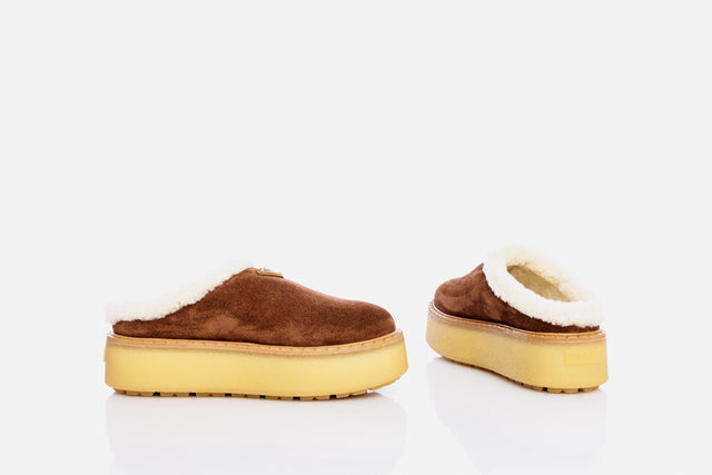 Prada Suede Slippers Shearling