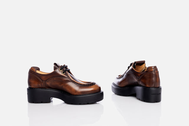 Miu Miu Laced Fumé Leather Shoes