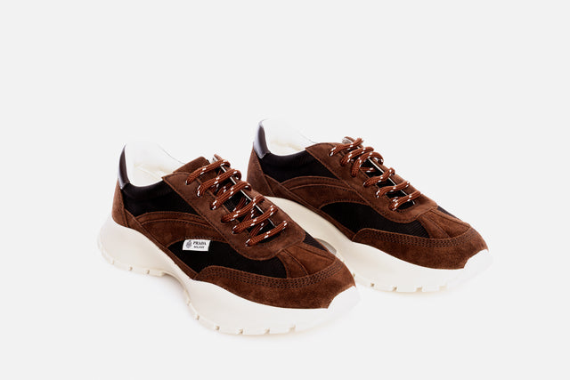 Prada Mesh Fabric And Suede Sneakers