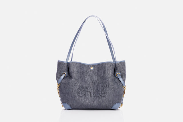 Chloé Clover Double Carry Bag In Raffia-effect
