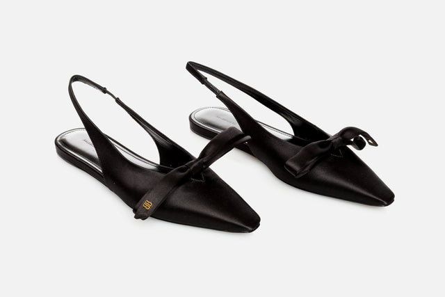 Balenciaga Nano BB Satin Slingback Flats