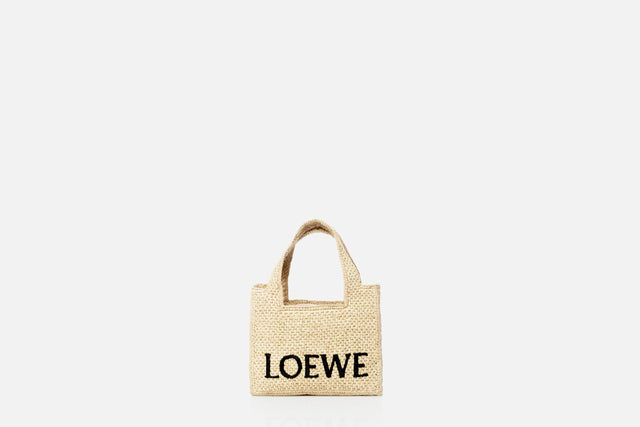 Loewe Mini LOEWE Font tote in raffia