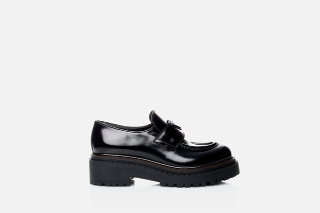 Prada Double Chocolate Leather Loafers