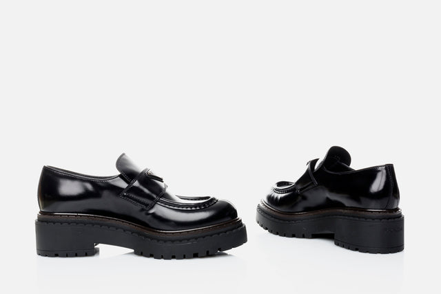 Prada Double Chocolate Leather Loafers