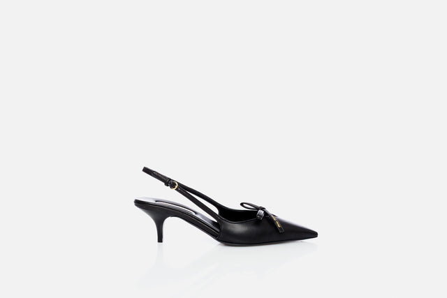 Miu Miu Leather Slingback Pumps With Bow