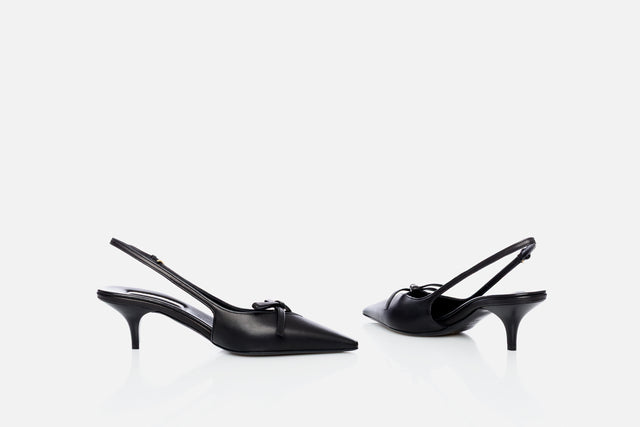 Miu Miu Leather Slingback Pumps With Bow