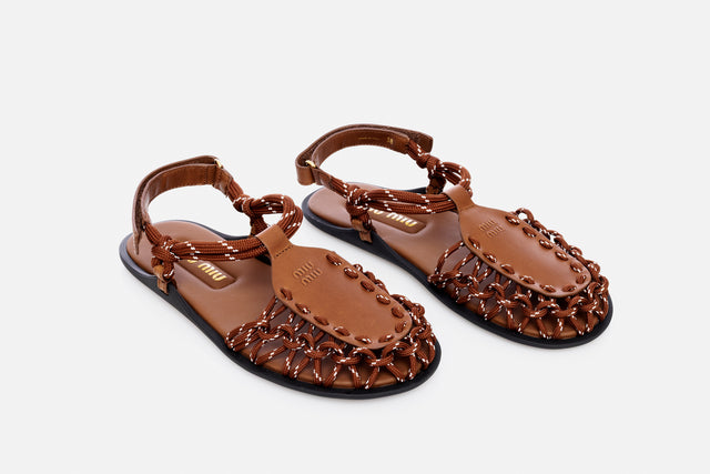 Miu Miu Cord-strap Leather Sandals
