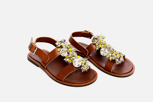 Dries Van Noten Embellished Leather Slingback Sandals
