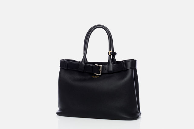 Prada Buckle Large Leather Handbag With Belt (from the runway)
