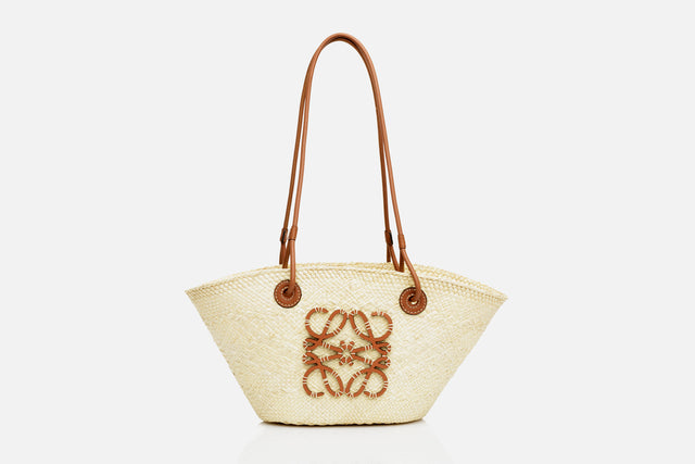 Loewe Small Anagram Basket Bag Iraca Palm And Calfskin