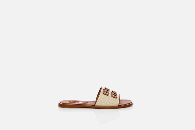 Miu Miu Canvas And Leather Slides