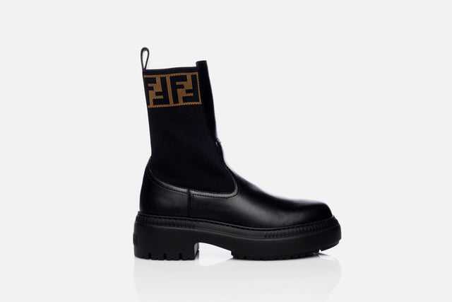 Fendi Domino Leather Biker Boots