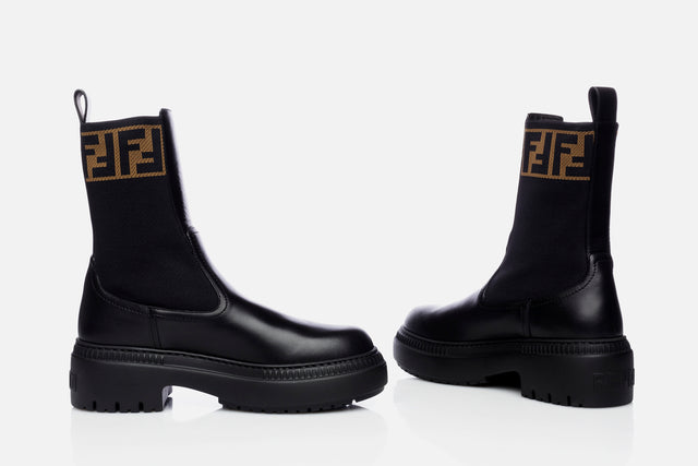 Fendi Domino Leather Biker Boots