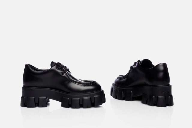 Prada Monolith Leather Lace-up Loafer