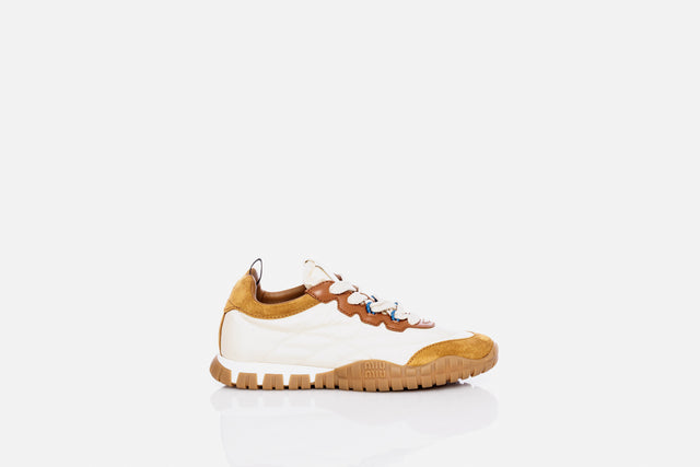 Miu Miu Tyre Technical Fabric and Suede Sneakers