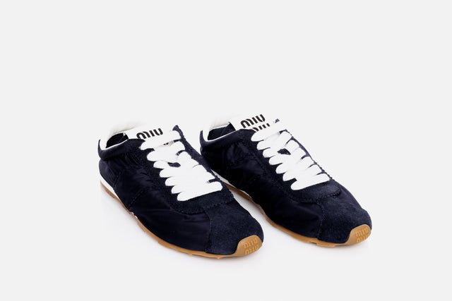 Miu Miu Plume Technical Fabric And Suede Sneaker