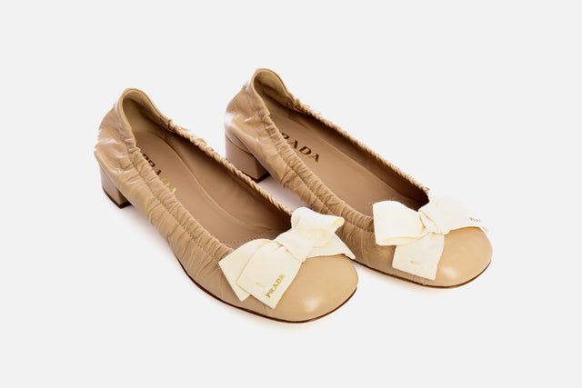 Prada Leather Ballerinas With Bow