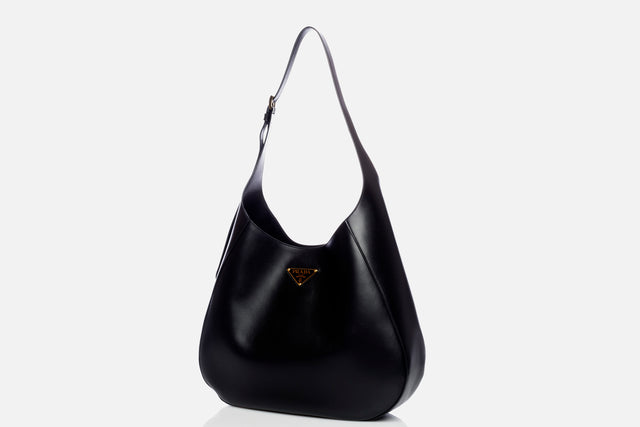 Prada Large Leather Shoulder Bag With Topstitching