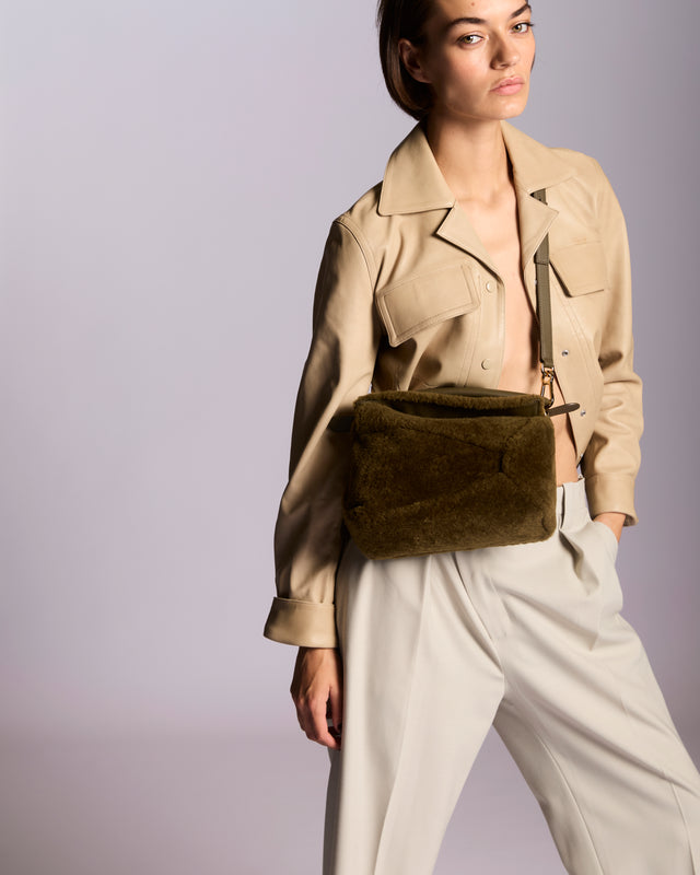 Loewe Small Puzzle Bag In Shearling