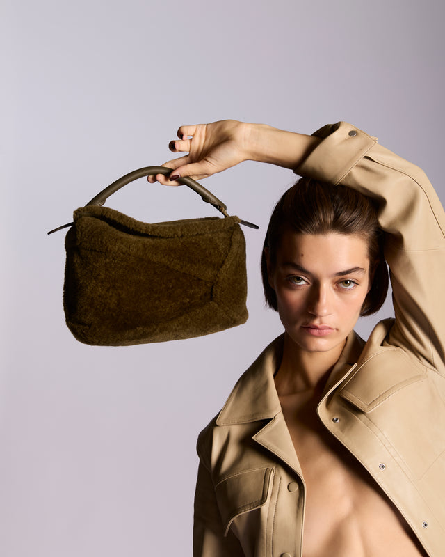 Loewe Small Puzzle Bag In Shearling