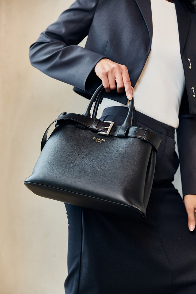 Prada Buckle Small Leather Handbag With Belt (from the runway)