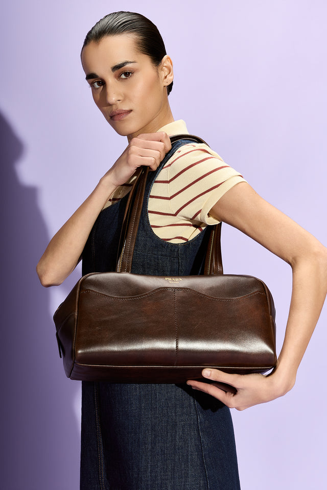 Prada Carry Large Antiqued Leather Top-handle Bag