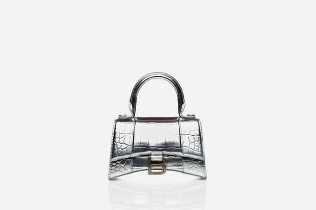 Balenciaga Hourglass XS Crocodile Embossed Calfskin