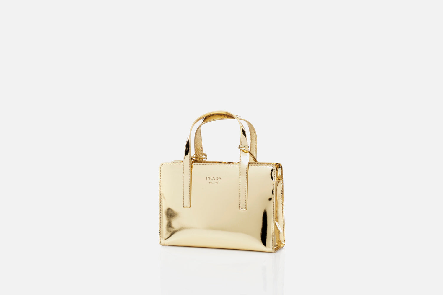 Prada Re-Edition 1995 Brushed Leather Mini handbag., Gold, One Size