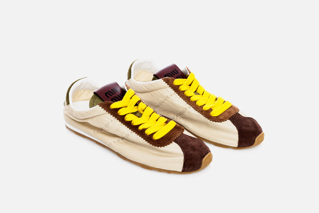 Miu Miu Plume Technical Fabric And Suede Sneaker