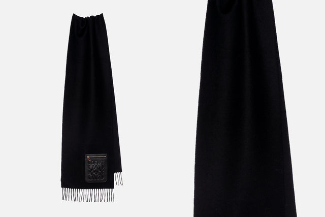 Loewe Wool And Cashmere Scarf With Leather Pocket