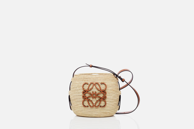 Loewe Beehive Basket Bag In Raffia And Calfskin