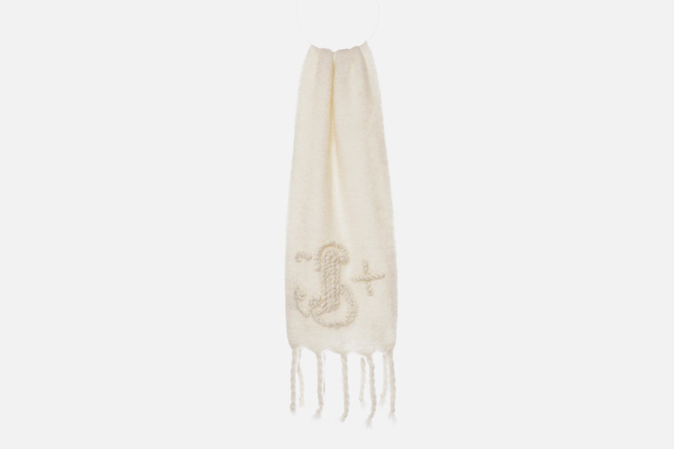 Jil Sander Wool And Mohair Scarf With Embroidered Jil Sander+ Monogram