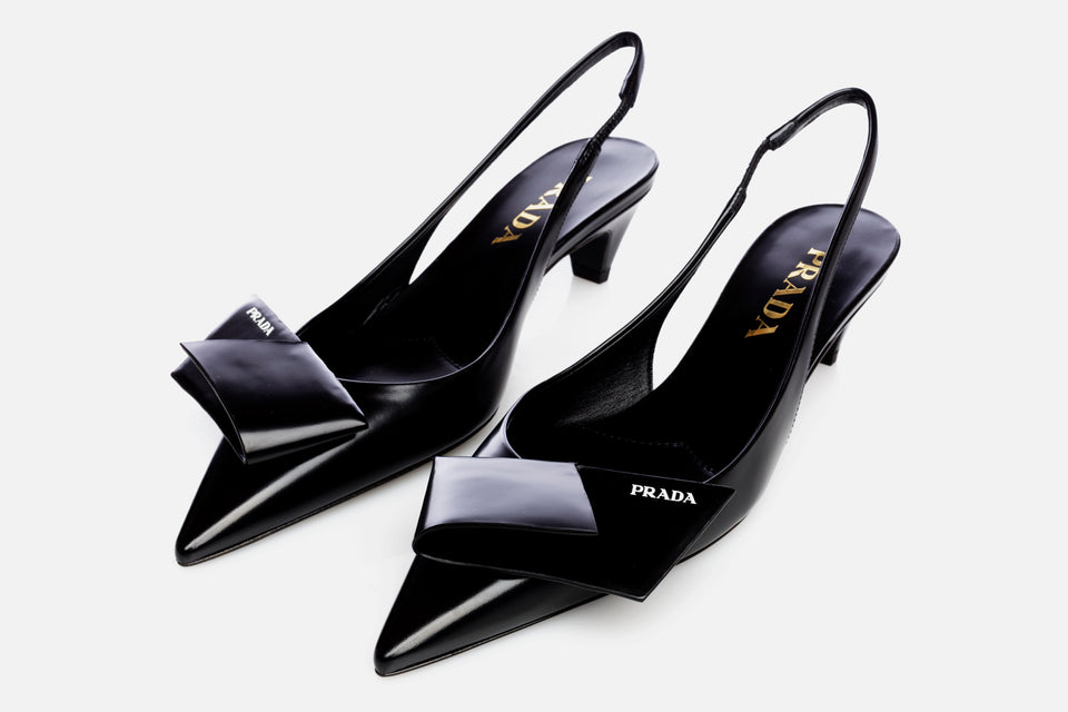 Prada Brushed Leather Slingback Pumps (from the runway)